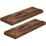 Benzara BM221271 23.6`` Wooden Floating Shelf with Metal Bracket, Set of 2,Rustic Brown