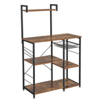 Benzara BM221272 Wooden Utility Storage with 5 Shelves and Wire Basket, Brown and Black