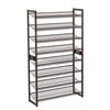 Benzara BM221280 8 Tier Metal Frame Stackable Shoe Organizer with Mesh Shelves, Bronze