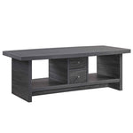 Benzara BM221553 Wooden Coffee Table with 2 Open Shelves and 2 Spacious Drawers, Gray