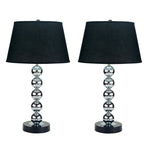 Benzara Metal Table Lamp with Fabric Drum Shade, Set of 2, Black and Silver