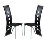 Benzara Metal Side Chair with Square Cutouts, Set of 2, Black and Silver