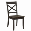 Benzara BM221565 Wooden Dining Side Chair with X Style Back, Set of 2, Gray and Brown