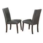 Benzara Wood and Leather Dining Side Chairs, Set of 2, Gray and Brown