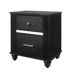 Benzara BM221575 Wooden Nightstand with 2 Spacious Storage Drawers, Black