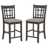 Benzara Wooden Dining Side Chairs with Open Grid Pattern, Set of 2, Gray and Brown