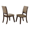 Benzara Fabric Upholstered Wood Dining Chair with Curved Back, Set of 2, Brown