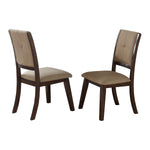 Benzara Fabric Upholstered Wood Dining Chair with Curved Back, Set of 2, Brown