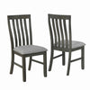 Benzara BM221612 Wood and Fabric Dining Chair with Slatted Backrest, Set of 2,Gray and Brown