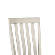 Benzara BM221613 Wood and Fabric Dining Chair with Slatted Backrest, Set of 2, Gray and White