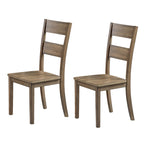 Benzara Transitional Wooden Dining Chair with Ladder Back, Set of 2, Brown