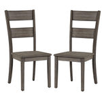 Benzara Transitional Wooden Dining Chair with Ladder Back, Set of 2, Gray