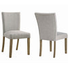 Benzara BM221616 Wood and Fabric Dining Chair with Stitch Details, Set of 2, Brown and Gray