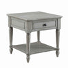 Benzara BM221621 1 Drawer Wooden End Table with Open Bottom Shelf and Turned Legs, Gray