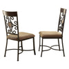 Benzara Wood and Metal Dining Side Chairs with ScrolLed Back, Set of 2, Brown