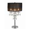 Benzara BM221626 Metal Chandelier Table Lamp with Crystal Accent, Set of 2,Black and Chrome