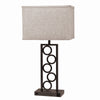Benzara BM221627 Metal Table Lamp with Stacked Circle Design, Set of 2, Brown and Gray