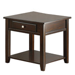 Benzara Square Wooden End Table with 1 Drawer and 1 Open Bottom Shelf, Brown