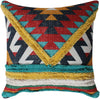 Benzara BM221643 18 x 18 Handwoven Cotton Accent Pillow with Patchwork, Multicolor