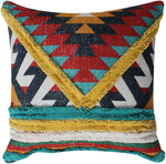 Benzara BM221643 18 x 18 Handwoven Cotton Accent Pillow with Patchwork, Multicolor