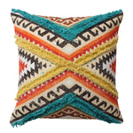 Benzara BM221647 18 x 18 Handwoven Cotton Accent Pillow with Lace Embellishment, Multicolor