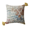 Benzara BM221651 18 x 18 Hand Block Printed Cotton Accent Pillow with Fringes, Multicolor