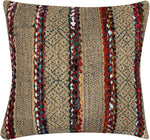 Benzara BM221655 20 x 20`` Handwoven Jute Accent Pillow with Block Print, Brown and Red