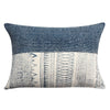 Benzara BM221657 24 x 16 Handwoven Cotton Accent Pillow with Block Print, Gray and White