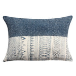 Benzara BM221657 24 x 16 Handwoven Cotton Accent Pillow with Block Print, Gray and White