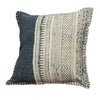 Benzara BM221658 18 x 18 Handwoven Cotton Accent Pillow with Block Print, Gray and White