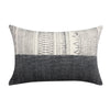 Benzara BM221659 24 x 16`` Block Printed Handwoven Cotton Accent Pillow, Gray and White