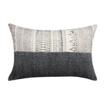 Benzara BM221659 24 x 16`` Block Printed Handwoven Cotton Accent Pillow, Gray and White