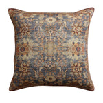 Benzara BM221661 18 x 18 Handwoven Cotton Accent Pillow with Floral Print, Blue and Brown