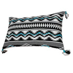 Benzara BM221664 20 x 12 Handwoven Cotton Accent Pillow with Chevron Print, White and Black