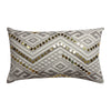 Benzara BM221665 20 x 12 Sequin Embellished Handwoven Cotton Accent Pillow, White and Gray