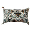 Benzara BM221668 20 x 12 Handwoven Cotton Accent Pillow with Abstract Print, White and Blue