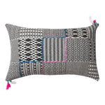 Benzara BM221669 20 x 12 Handwoven Cotton Accent Pillow with Jacquard Print, Black and Gray