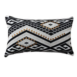 Benzara BM221673 20 x 12 Sequin Embellished Handwoven Cotton Accent Pillow, White and Black