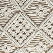 Benzara BM221679 20 x 20`` Handwoven Macrame Cotton Accent Pillow, Off White
