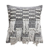 Benzara BM221682 18 x 18 Textured Cotton Accent Pillow with Fringe Details, White and Black