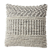 Benzara BM221683 18 x 18 Textured Handwoven Cotton Accent Pillow with Beads, Off White