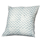 Benzara BM221684 2 Piece Accent Pillow with Palmette and Chevron Print, White and Blue