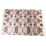 Benzara BM221687 Cotton Dhurrie Rug with Fringes and Quatrefoil Pattern, Multicolor
