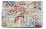 Benzara BM221693 Handwoven Cotton Dhurrie Rug with Fringes and Quatrefoil Pattern,Multicolor