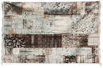 Benzara BM221695 Cotton Dhurrie Rug with Fringes and Abstract pattern, Gray and Black