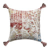 Benzara BM221697 18 x 18 Cotton Accent Pillow with Floral Print, Red and White