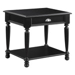Benzara Wooden End Table with Open Bottom Shelf and Turned Legs, Black