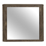 Benzara Rectangular Mirror with Wooden Frame and Clipped Corners, Rustic Brown