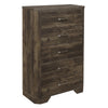 Benzara 5 Drawer Transitional Wooden Chest with Clipped Corners, Brown