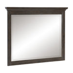 Benzara Rectangular Mirror with Wooden Frame and Molded Details, Weathered Brown